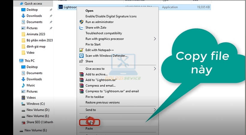 Copy file kích hoạt phần mềm