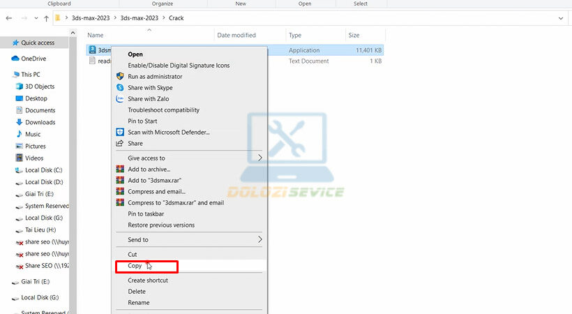 Sao chép file kích hoạt.
