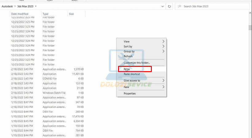 Dán file vào thư mục cài đặt.
