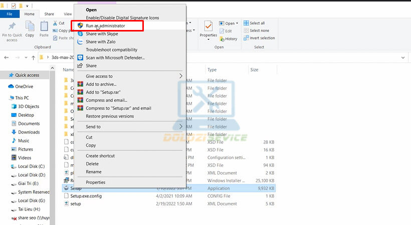 Khởi chạy file setup.