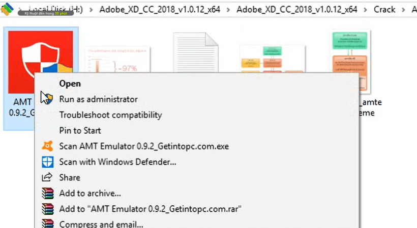 Vào file crack chạy file AMT dưới quyền admin