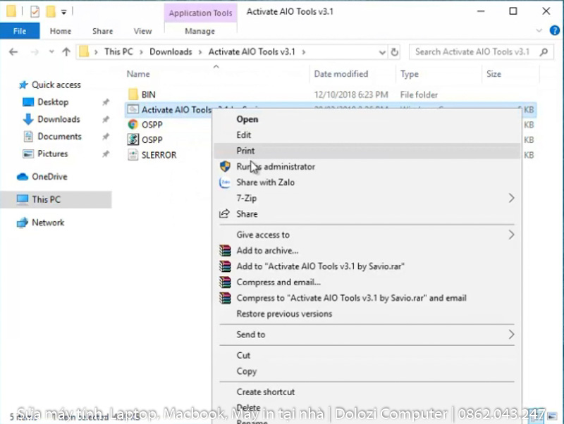 Active Windows 10 bằng Activate AIO Tools