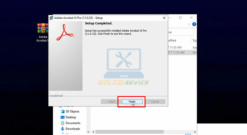 Chọn Finish. Hoàn thành cài đặt Adobe Acrobat 11.