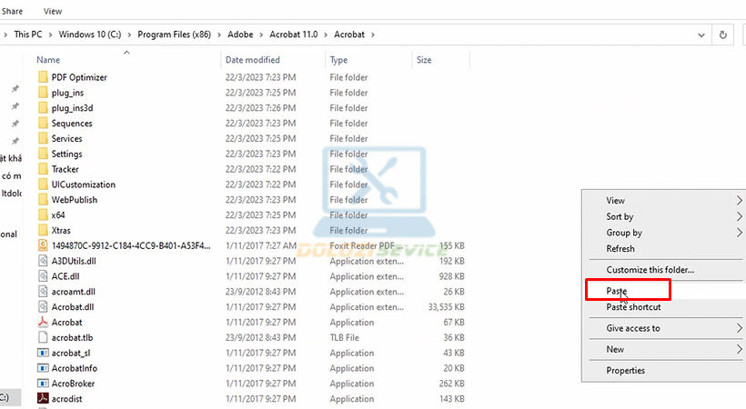Paste file đã copy vào đây.