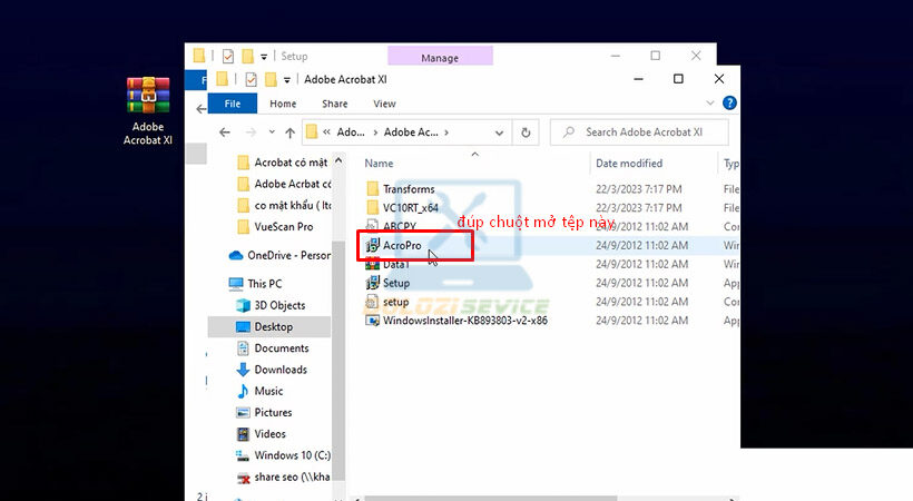 Đúp chuột mở file AcroPro.