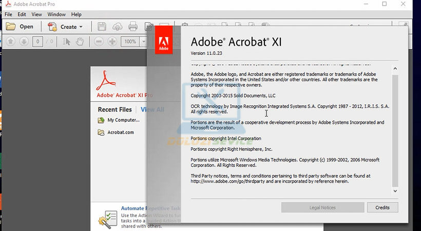 Hoàn thành. Đây chính là giao diện chính của Adobe Acrobat 11.