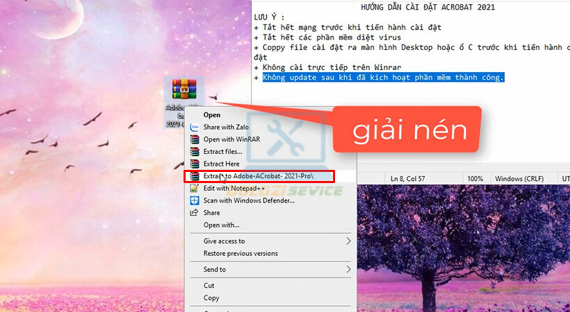 Giải nén phần mềm Acrobat 2021.