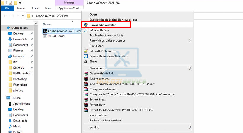 Khởi chạy bằng quyền admin.