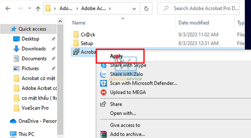 Chạy file kích hoạt Acrobat