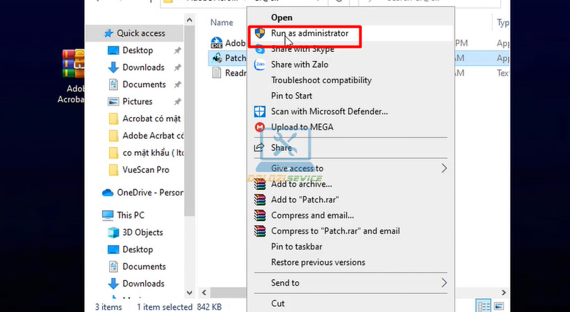 Chạy file kích hoạt