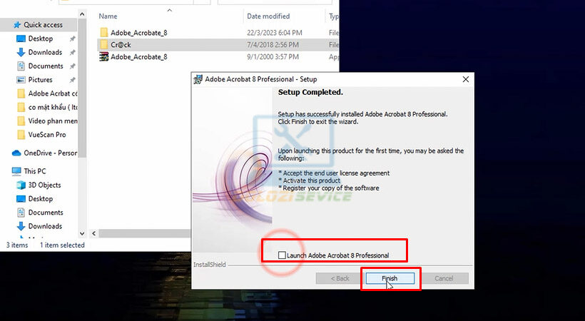 Hướng Dẫn Cài Đặt Acrobat 8 và Tải Phần Mềm Miễn Phí 14 Tích chọn như hình và chọn Finish.