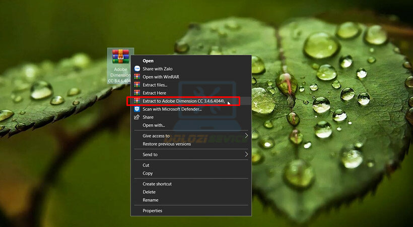 Giải nén phần mềm Adobe Dimension 2019 đã tải về.