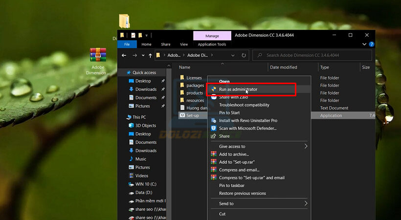 Tiến hành khởi chạy file Set up như hình.