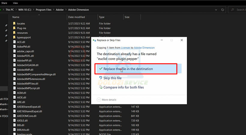 Tiến hành chọn như hình để cài đặt Adobe Dimension 2019.