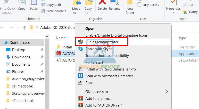 Chạy file setup bằng quyền Admin
