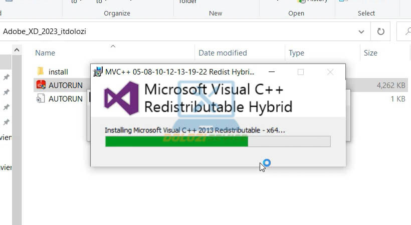 Chờ chạy file setup