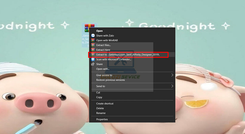 Tiến hành giải nén file cài đặt Affinity Designer 2019.