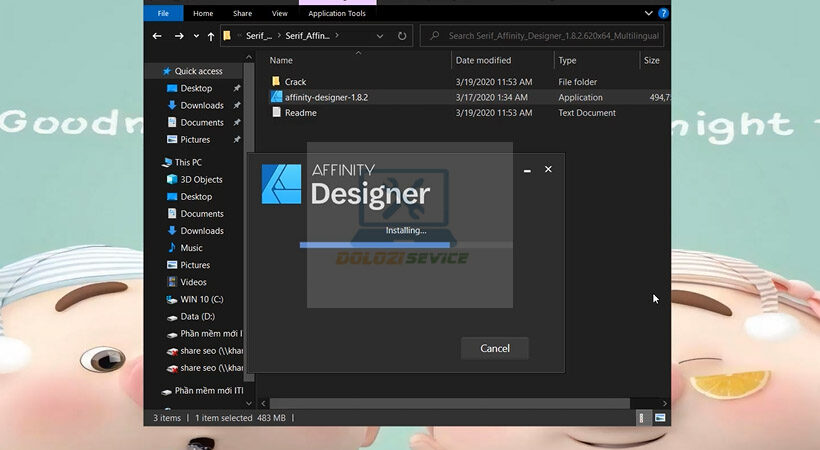 Đợi phần mềm được cài đặt.