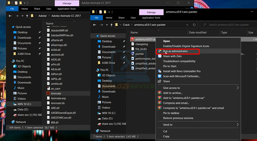 Khởi chạy file như hình trong mục kích hoạt.