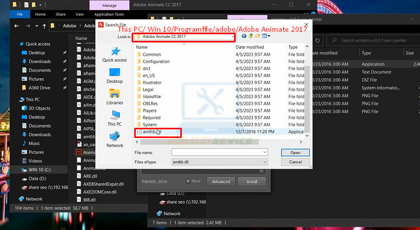 Vào theo đường dẫn chọn file như hình sau đó chọn Open.