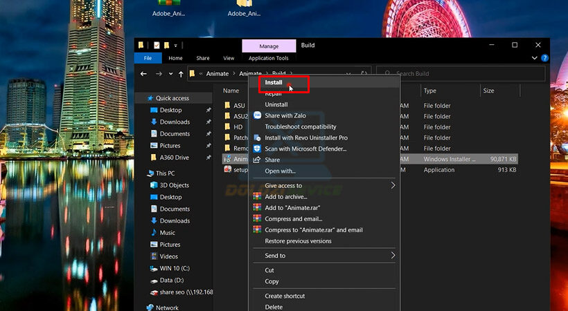 Tiến hành chọn Install. Adobe Animate 2017.