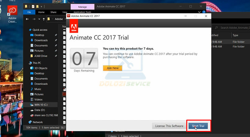 Tiến hành chọn Start Trial.