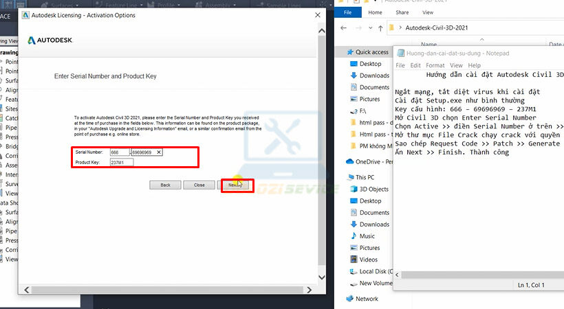 Nhập mã theo hình mẫu và chọn Next.