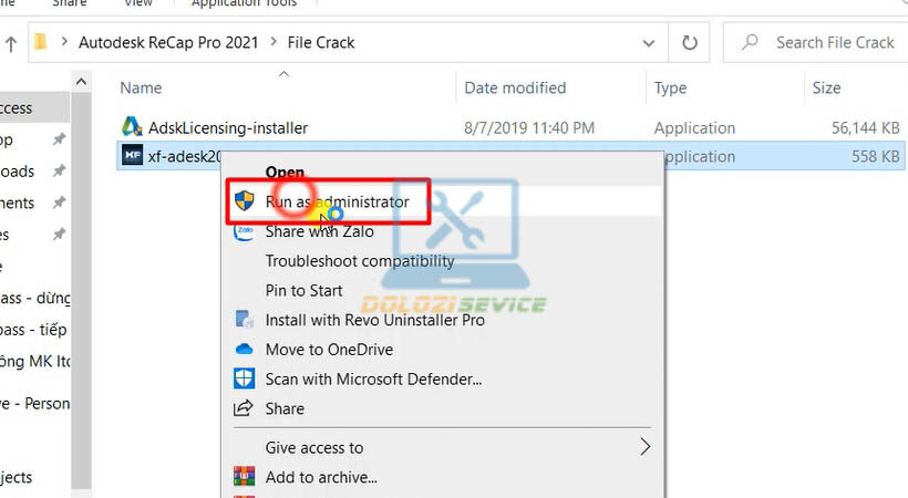 Chạy file kích hoạt