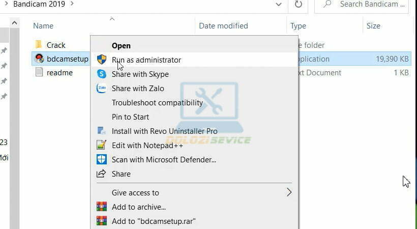 Khởi động file cài đặt Bandicam 2019