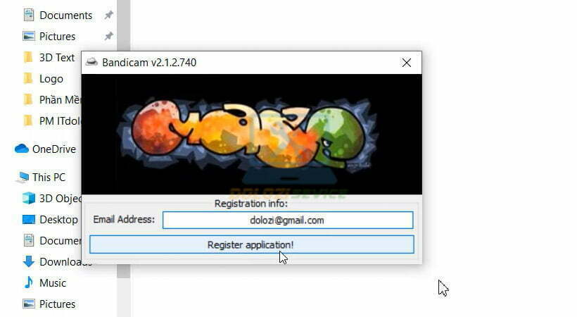 Nhập thông tin đăng ký Bandicam