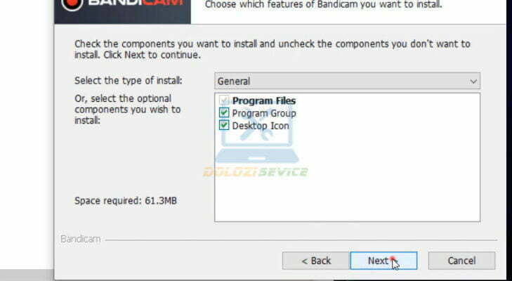 Chọn thư mục cài đặt Bandicam 2019