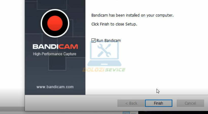 Kết thúc cài đặt Bandicam 2019