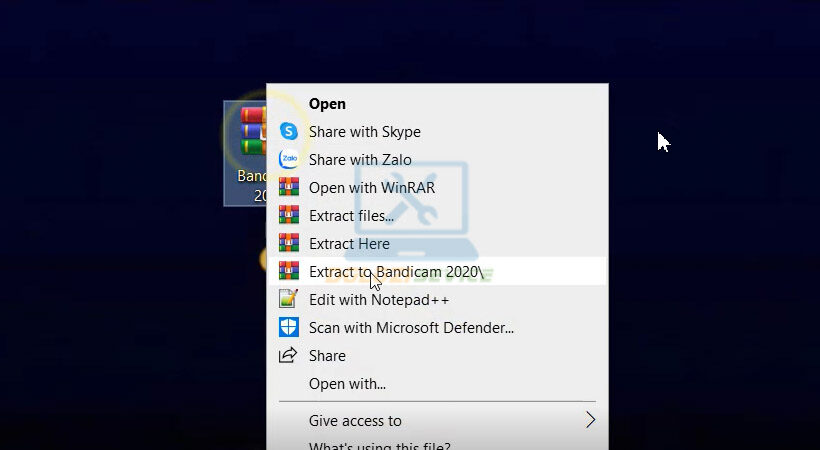 Giải nén file cài đặt Bandicam 2020.