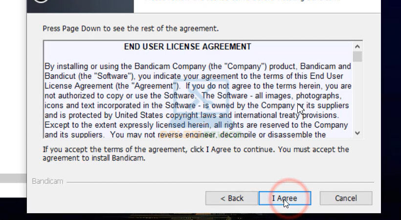 Chọn Agree để tiếp tục cài đặt Bandicam 2020.