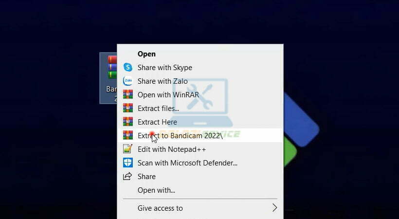 Giải nén phần mềm Bandicam 2022.