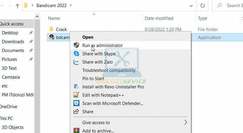 Khởi chạy phần mềm bằng quyền admin.