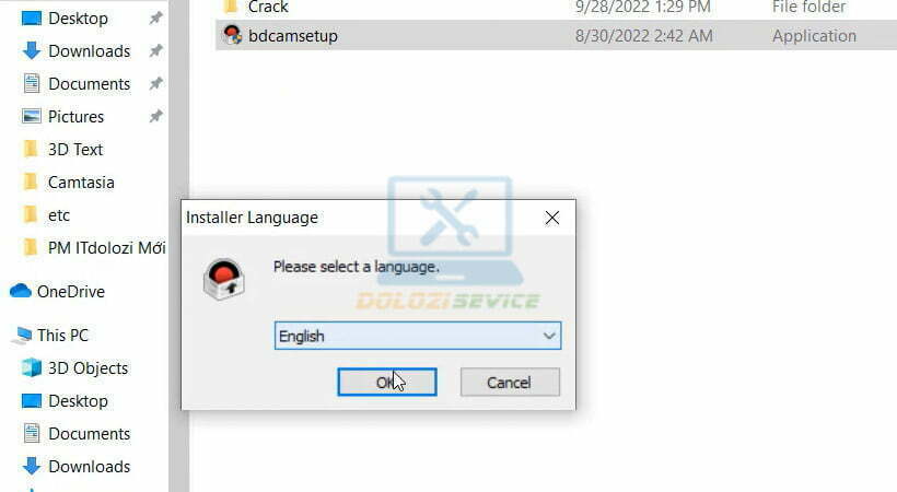 Lựa chọn ngôn ngữ sau đó chọn Ok.