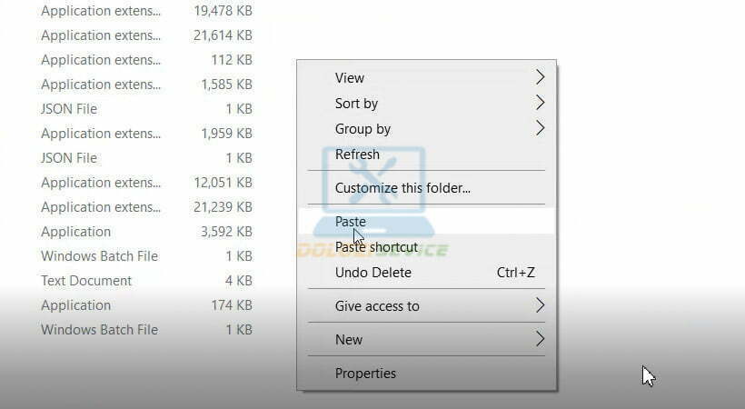 Chọn Paste file kích hoạt đã copy vào đây.