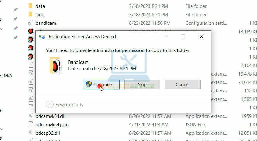 Tiến hành chọn Continue.