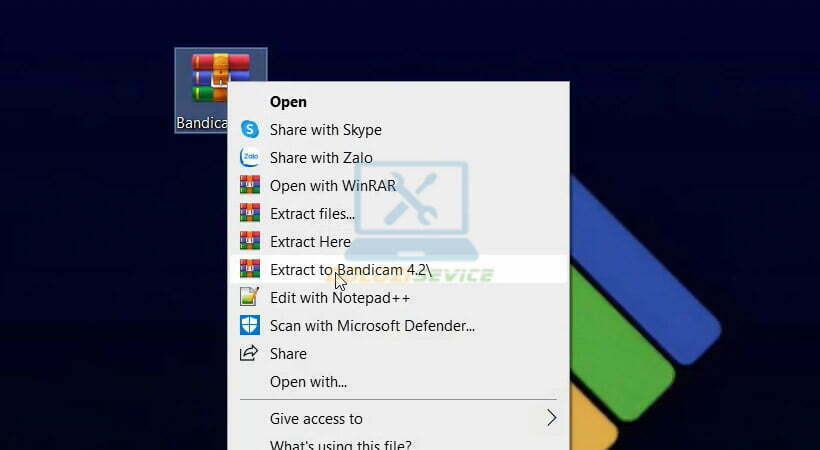 Giải nén phần mềm Bandicam 4.2
