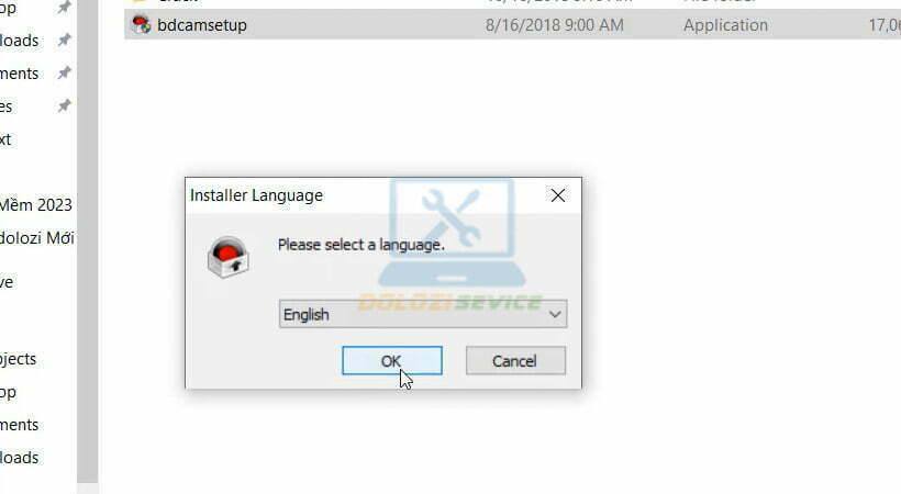 Chọn ngôn ngữ sau đó chọn Ok