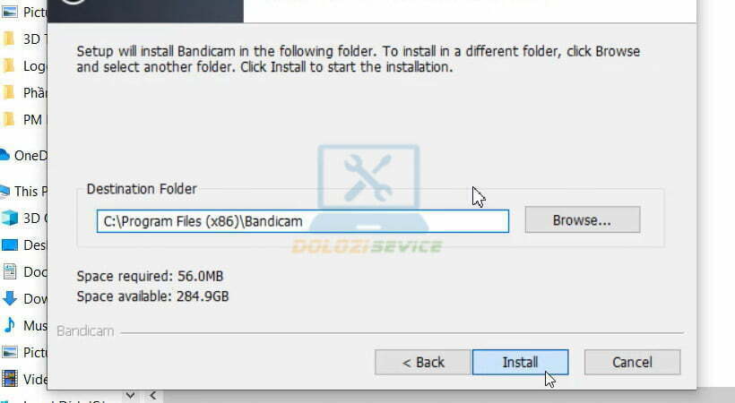 Chọn Install Bandicam 4.2