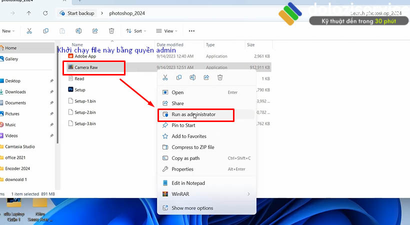 Hướng Dẫn Cài Đặt Photoshop 2024: Tải Ngay Tại Đây! 12 Bây giờ sẽ tiến hành khởi chạy file Camera Raw.