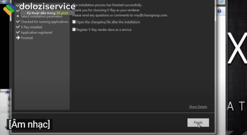 Hướng dẫn chọn Finish