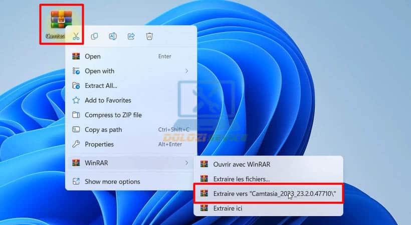 Tiến hành giải nén file Camtasia 2023