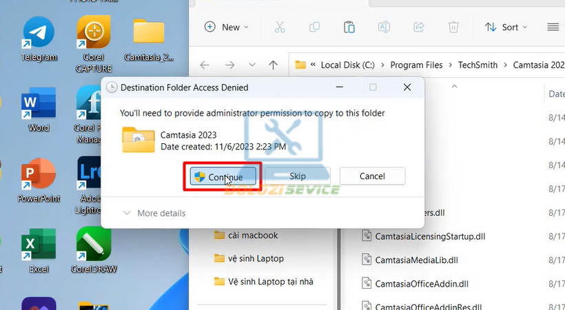 Chọn Continue hoàn tất cài phần mềm.