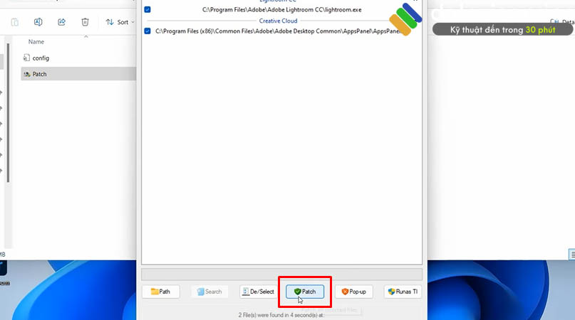 Cách cài đặt Lightroom 2024 và tải phần mềm dễ dàng 9 Chọn Patch hoàn thành cài đặt Adobe Lightroom 2024.
