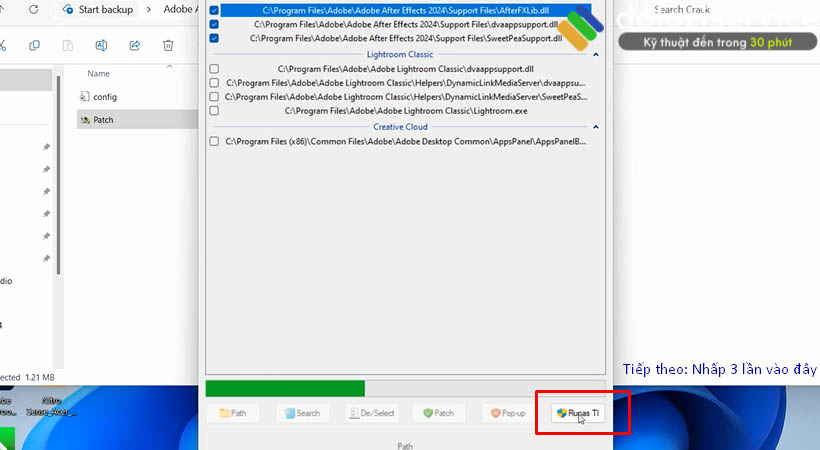 Tiếp tục chọn Runas TI hoàn thành cài đặt After Effects 2024.