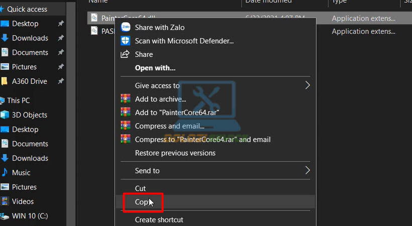 Copy file kích hoạt