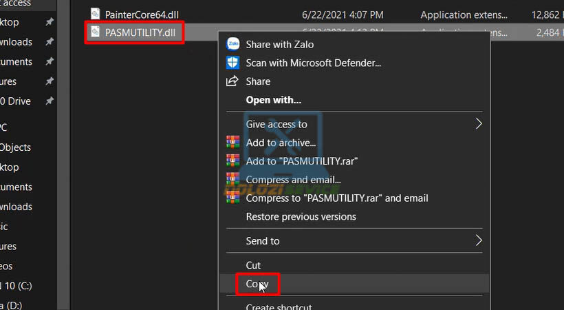 Sao chép file kích hoạt